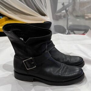 Frye Black Leather Ankle Booties
